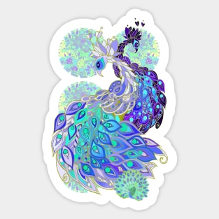 Silver-Green Peacock Sticker